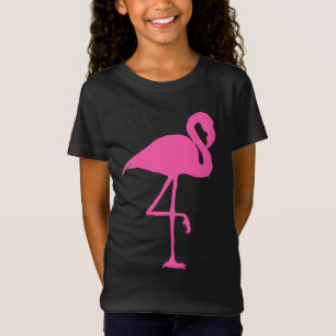 Flamant rose ROSE T-shirts noirs FILLES TEE - SHIR