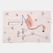 Flamant rose rose Texte serviette de cuisine (Horizontal)