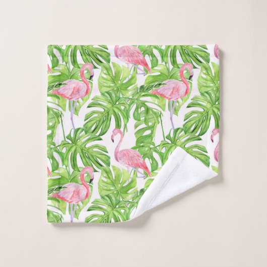 Flamant rose rose tropical (Gant de toilette)