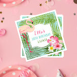 Flamant rose rose tropical 30e anniversaire Luau<br><div class="desc">Les serviettes de la fête du luau d'anniversaire sont ornées d'un joli flamant rose avec un cadre luxuriant de feuilles de palmiers tropicaux et de fleurs d'hibiscus. Un texte personnalisé élégant peut être personnalisé avec le nom de la fille d'anniversaire et le titre de l'événement personnalisé. Les couleurs vives comprennent...</div>