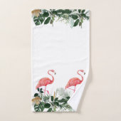 Flamant rose rose Tropical Aquarelle Feuille Palm (Serviette à main)