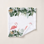 Flamant rose rose Tropical Aquarelle Feuille Palm (Gant de toilette)