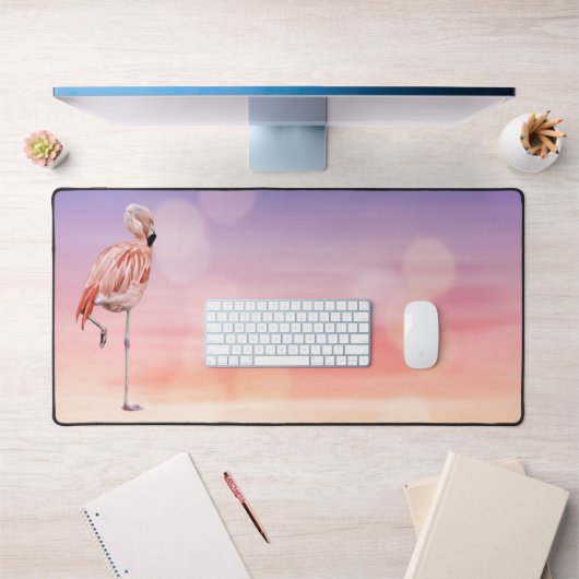 Flamant rose rose Tropical Art Sunset Desk Mat Pad (Bureau 1)