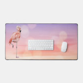 Flamant rose rose Tropical Art Sunset Desk Mat Pad (Clavier et souris)