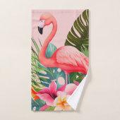 Flamant rose rose tropical Floral (Serviette à main)