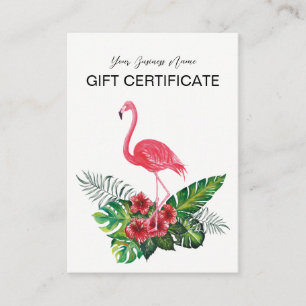 Flamant rose rose Tropical Floral Certificat cadea