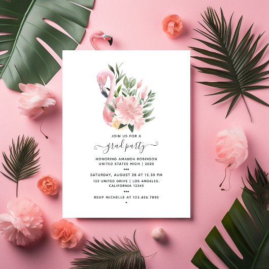 Flamant rose rose tropical Invitation de la fête d