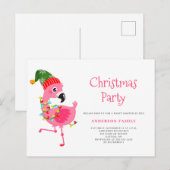Flamant rose rose tropical Noël Invitation (Devant / Derrière)