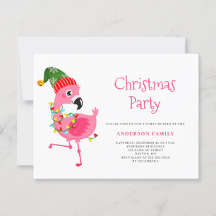 Flamant rose rose tropical Noël Invitation
