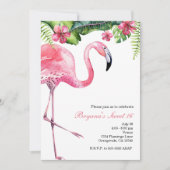 Flamant rose rose Tropical Summer Party Invitation (Devant)