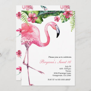 Flamant rose rose Tropical Summer Party Invitation