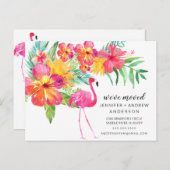 Flamant rose rose tropique - Faire-part de déplace (Devant / Derrière)