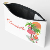 Flamant rose rose Vacances Grand Accessoire Sac (Ouvrir)