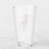 Flamant rose rose Verre personnalisé avec nom pers (Dos)