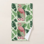Flamant rose rose Vert Feuilles Lily (Serviette à main)