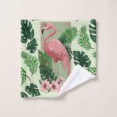 Flamant rose rose Vert Feuilles Lily (Gant de toilette)