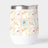 Flamant rose rose vif ananas Monogramme initial (Gauche)