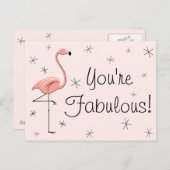 Flamant rose rose "Vous êtes fabuleux !" carte pos (Devant / Derrière)