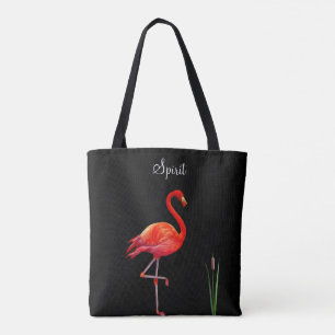 Flamant rose rouge sur sac fourre-tout noir