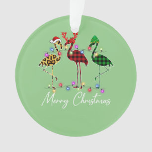 Flamant rose Santa Hat Reindeer Buffalo Plaid Flam