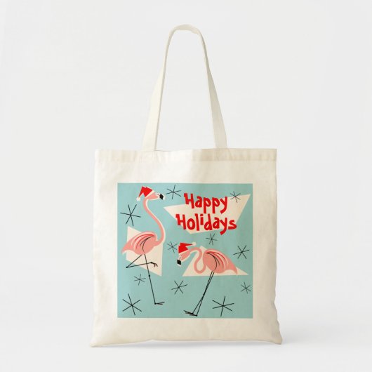 Flamant rose Santas Blue Happy Holidays sac fourre (Devant)
