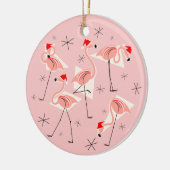 Flamant rose Santas Pink Texte ornement rond (Gauche)