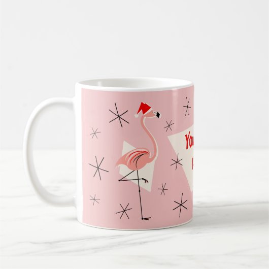 Flamant rose Santas Pink Your Text Mug (Gauche)