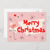 Flamant rose Santas rose Joyeux Noël carte postale (Devant / Derrière)