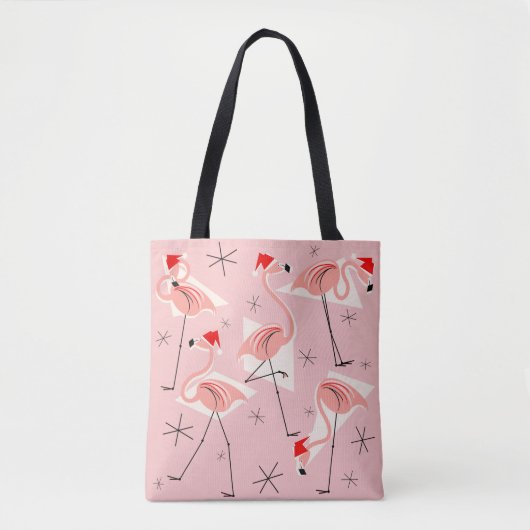 Flamant rose Santas Rose partout sur sac fourre-to (Devant)