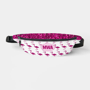 Flamant rose scintillant faux strass Monogramme ro