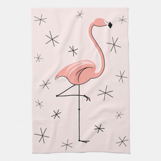 Flamant rose Serviette de cuisine rose (Vertical)