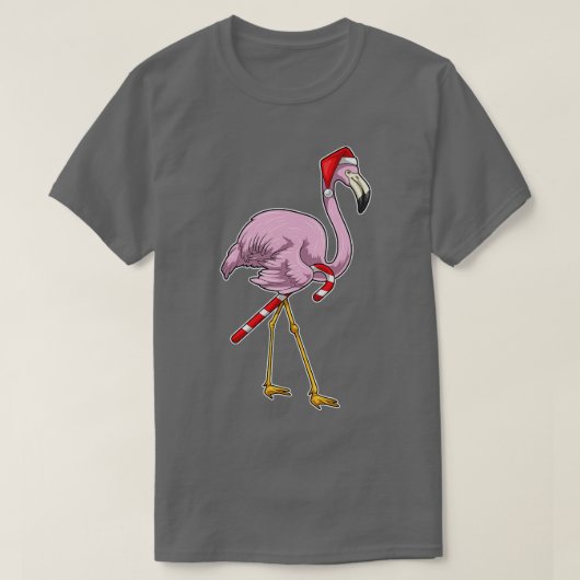 Flamant rose Sucre de canne de Noël TShirt (Design devant)
