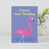 Flamant rose Sweet 16 Anniversaire Invitation de f (Debout devant)