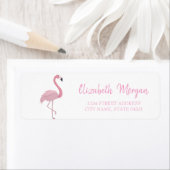 Flamant Rose Tendance, Étiquette d'Adresse Blanche (En situation)