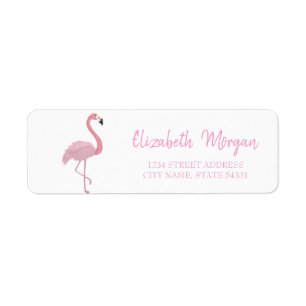 Flamant Rose Tendance, Étiquette d'Adresse Blanche