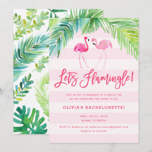 Flamant rose tropical Anniversaire ou Invitation d