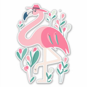Flamant rose tropical Aquarelle Pink Faver Sticker