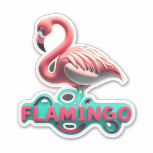 Flamant rose tropical Aquarelle Pink Faver Sticker