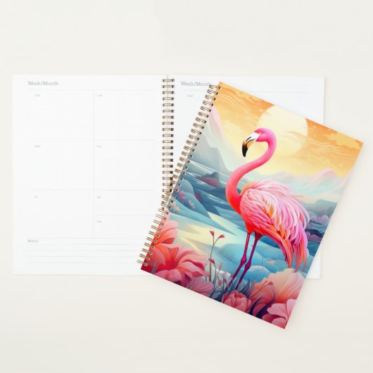 Flamant rose tropical avec fleurs-76280 (Devant avec enveloppe)
