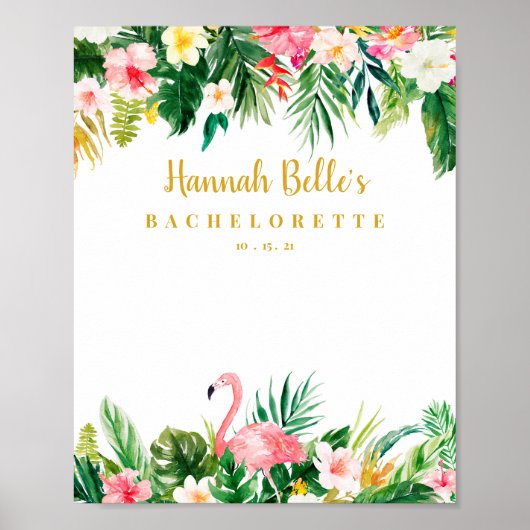 Flamant rose tropical Bachelorette Affiche de bien (Devant)