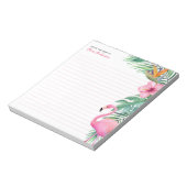 Flamant rose tropical Bloc-notes personnalisé avec (Tourné)