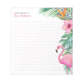 Flamant rose tropical Bloc-notes personnalisé avec (Devant)