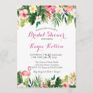 Flamant rose tropical Douche nuptiale INvitation