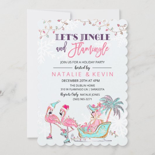 Flamant rose tropical Fête Invitation (Devant)