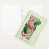Flamant Rose Tropical Feuilles de Palmier Vert Lys (Devant avec enveloppe)