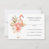 Flamant rose tropical Fleurs de mariage RSVP Répon (Devant)