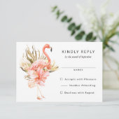 Flamant rose tropical Fleurs de mariage RSVP Répon (Debout devant)