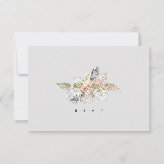 Flamant rose tropical Fleurs de mariage RSVP Répon (Dos)