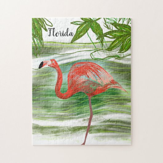 Flamant rose tropical Floride Art Jigsaw Puzzle (Vertical)