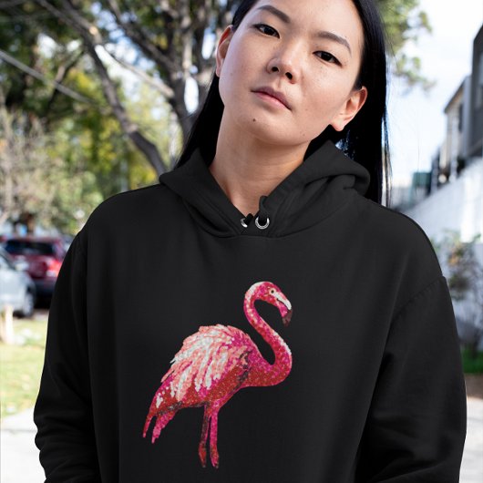 Flamant rose tropical imprimé Sequin Sweat - shirt